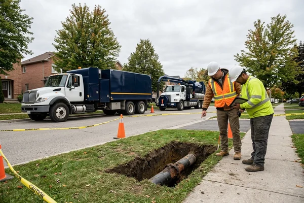 Cast iron water main daylighted for an engineer's depth record